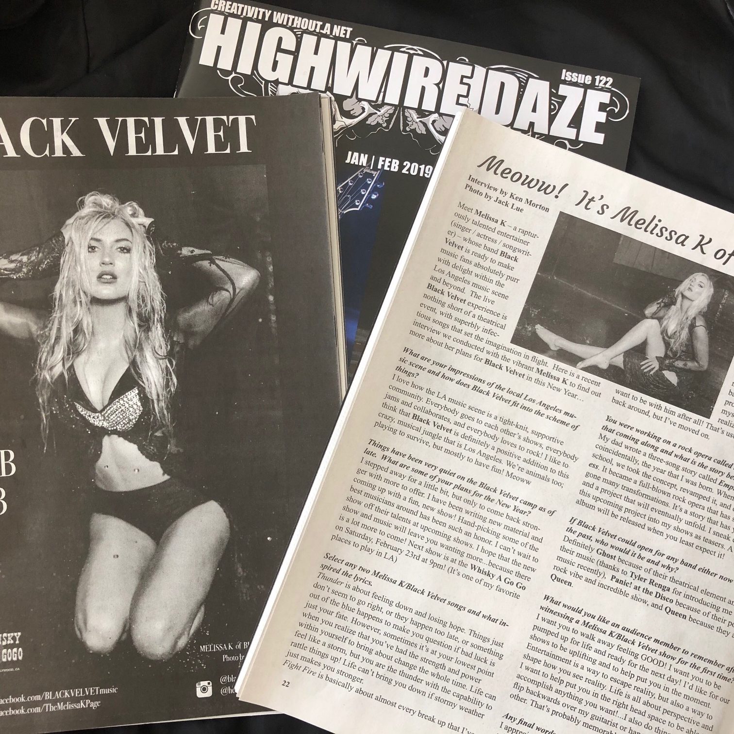 Melissa K heyitsmelissak Black Velvet website singer actress High Wire Daze